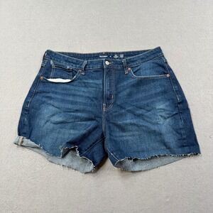 Old Navy Shorts Women's 16 Blue Dark Wash High Rise Curvy OG Straight Cut Off